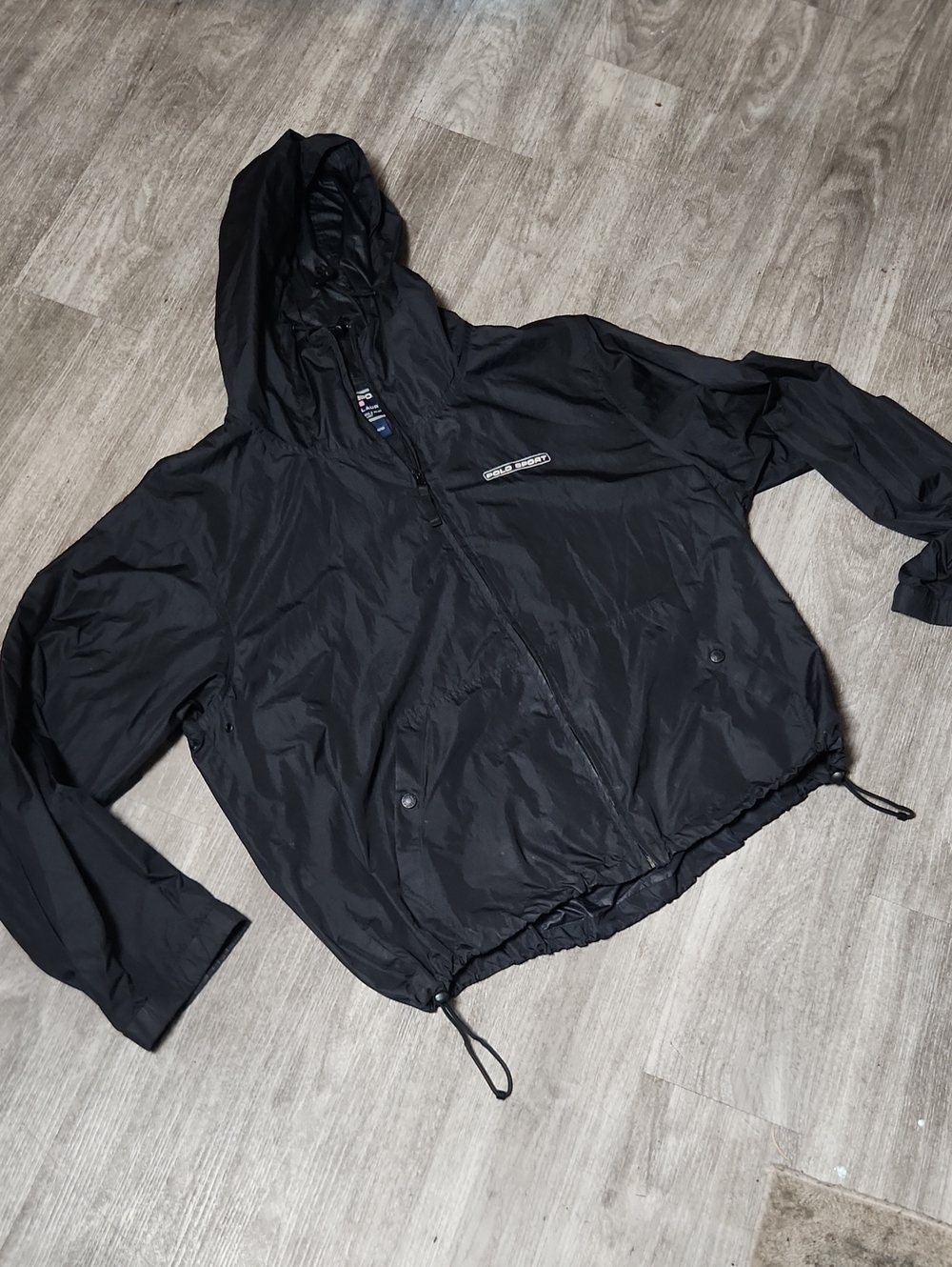 Rare Vintage Polo Sport Black Hooded Windbreaker Jacket 90s - Picture 1 of 12
